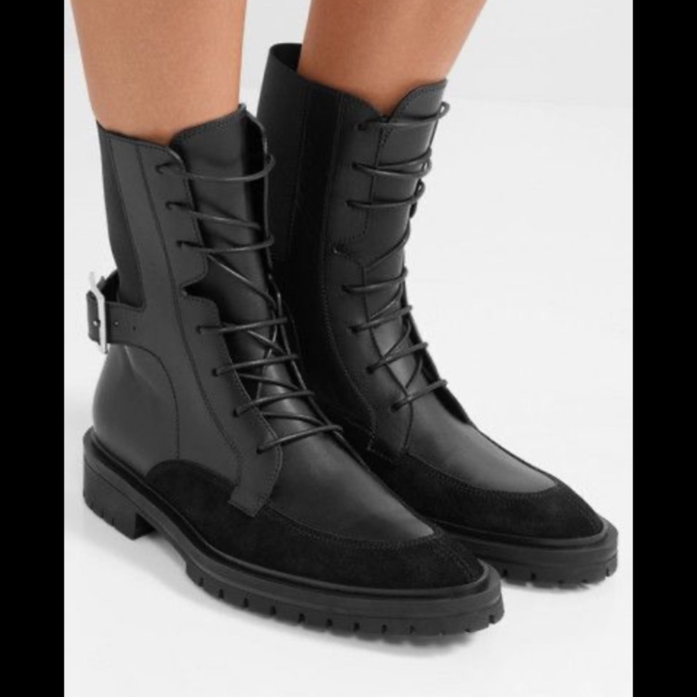 Givenchy leather suede aviator combat boots